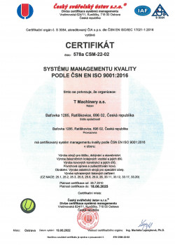 Certifikát SMK - ČSN EN ISO 9001_2016_CZ-1 | Certifikáty