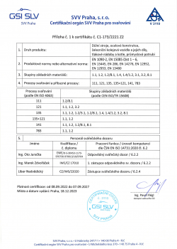 Certifikát ČSN EN ISO 3834-2 T Machinery | Certifikáty